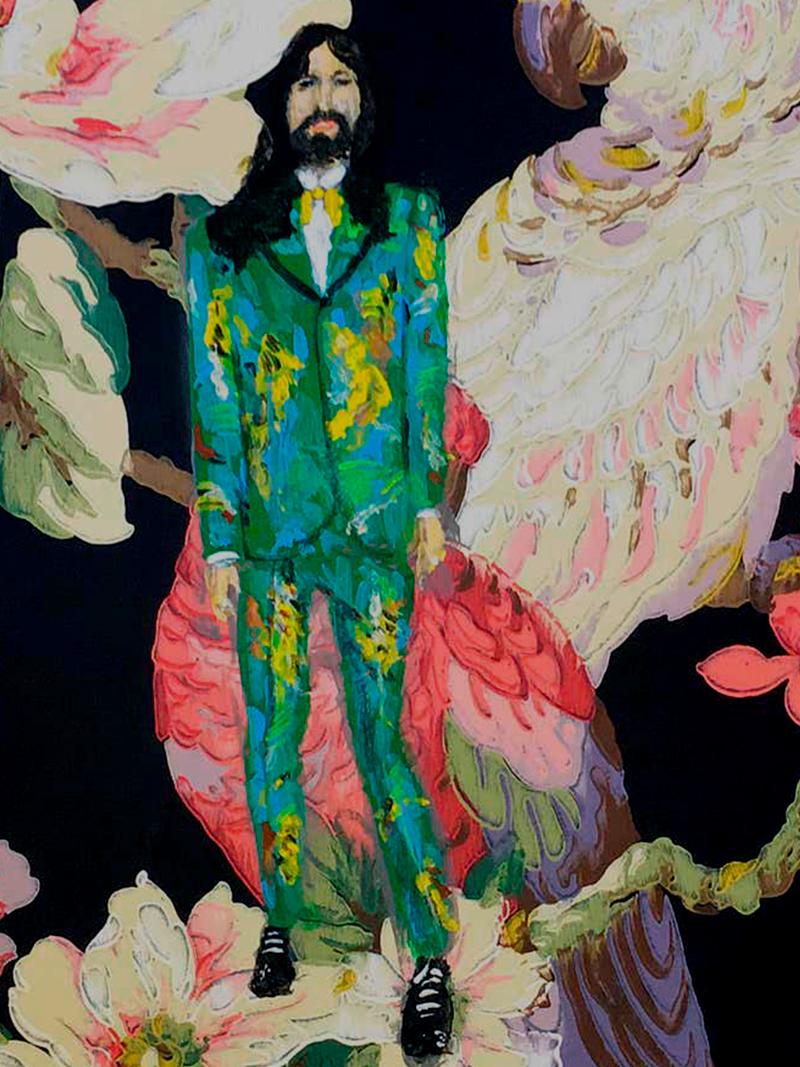 Alessandro Michele, Portrait. Acrylic  on canvas painting - Painting by Manuel Santelices