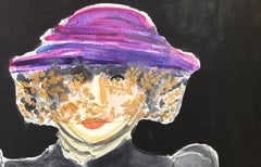 La scrittrice italiana Anna Piaggi, Ritratto. Gouche, inchiostro e carta acquerellata.