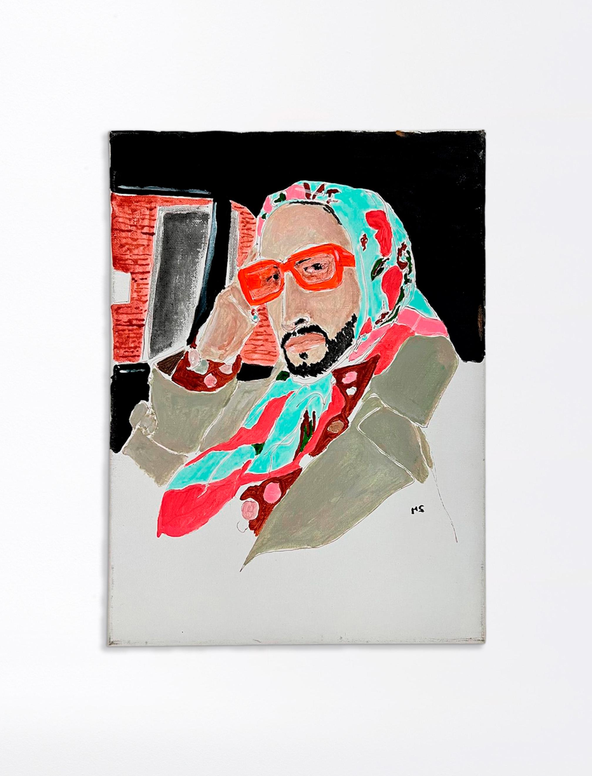 Diseñador de moda Marc Jacobs Rosa y azul, Díptico. Acrílico sobre lienzo - Painting de Manuel Santelices
