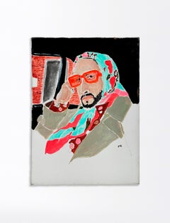 Le créateur de mode Marc Jacobs rose et bleu, Diptyque. Acrylique sur toile