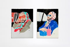 Lo stilista Marc Jacobs Rosa e blu, Dittico. Acrilico su tela