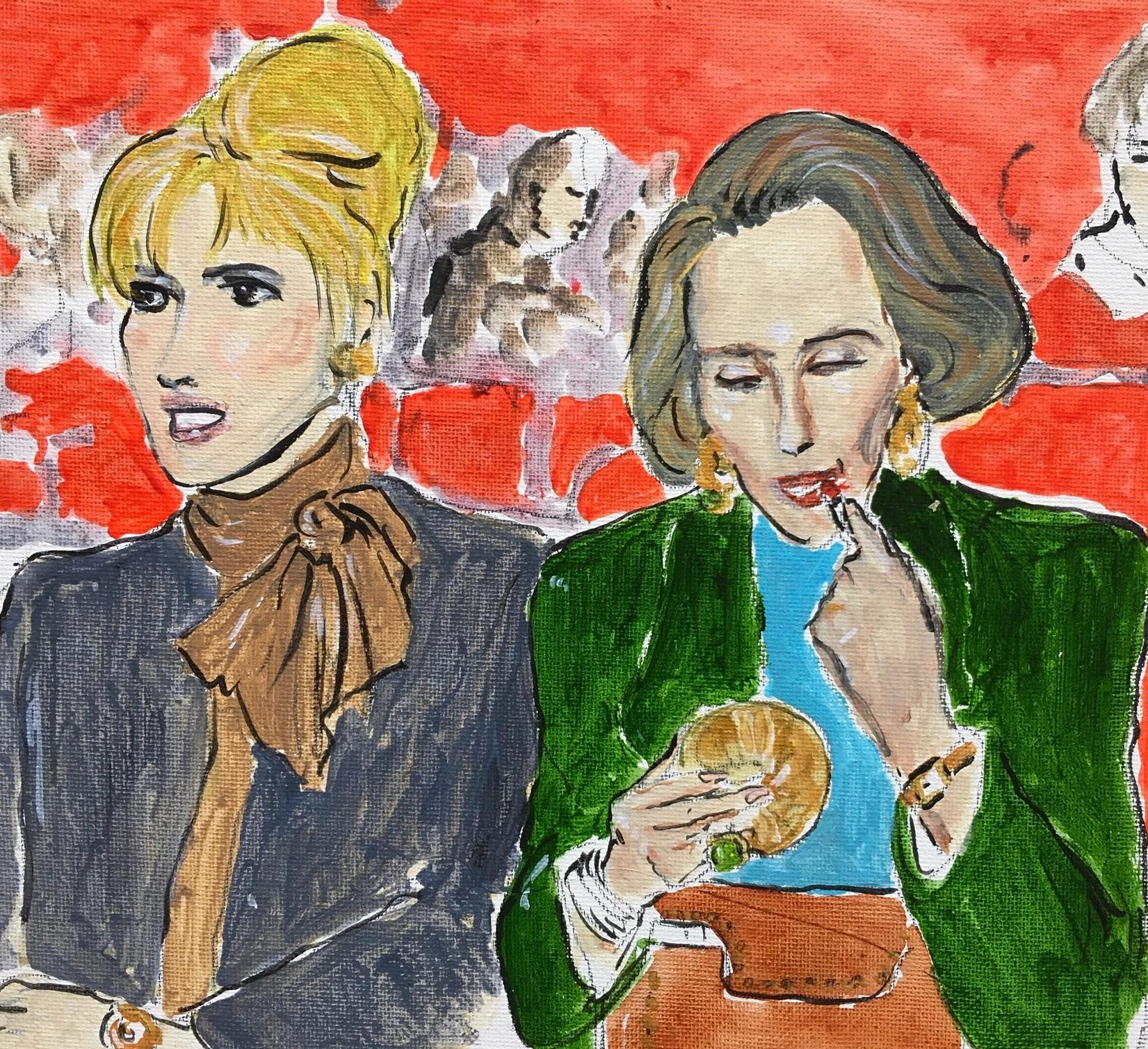 Ivana et Nan en première ligne.  Peinture acrylique sur toile - Painting de Manuel Santelices