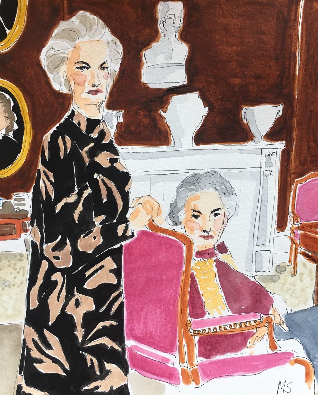 Lady Pamela Hicks and Lady Patricia Mountbatten - Painting by Manuel Santelices