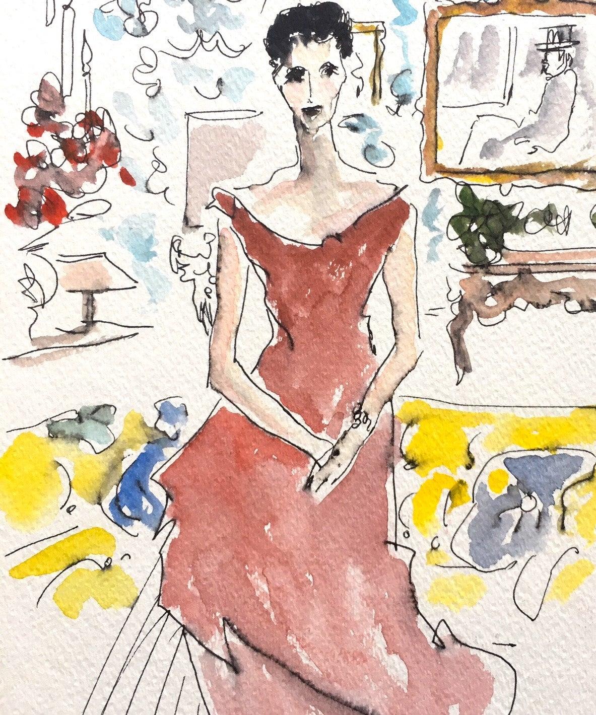 Lunch at the Ritz, and Babe Paley at Home, Set by Manuel Santelices
Unique piece
Individual Image size: 12 in. H x 9 in. W 
Overall Image size: 12 in. H x 18 in. W 
Unframed

The worlds of fashion, society and pop culture are explored through the
