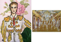 Vintage Matador and Versailles, Diptych Painting 