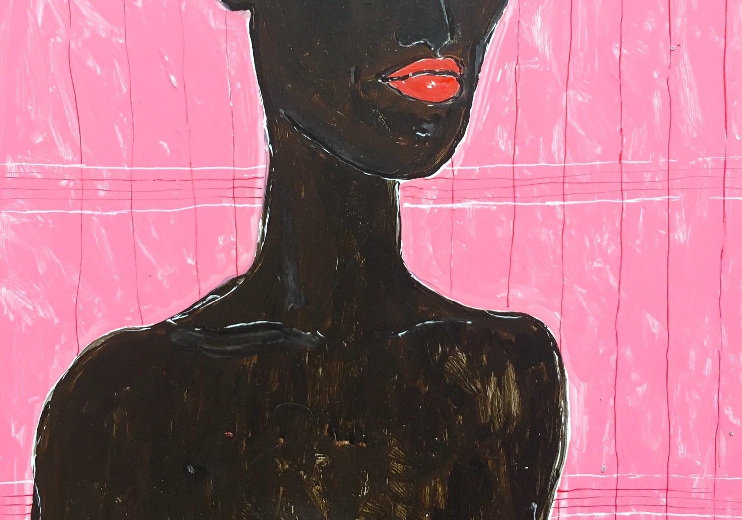 Peinture Afrique rose - Contemporain Painting par Manuel Santelices