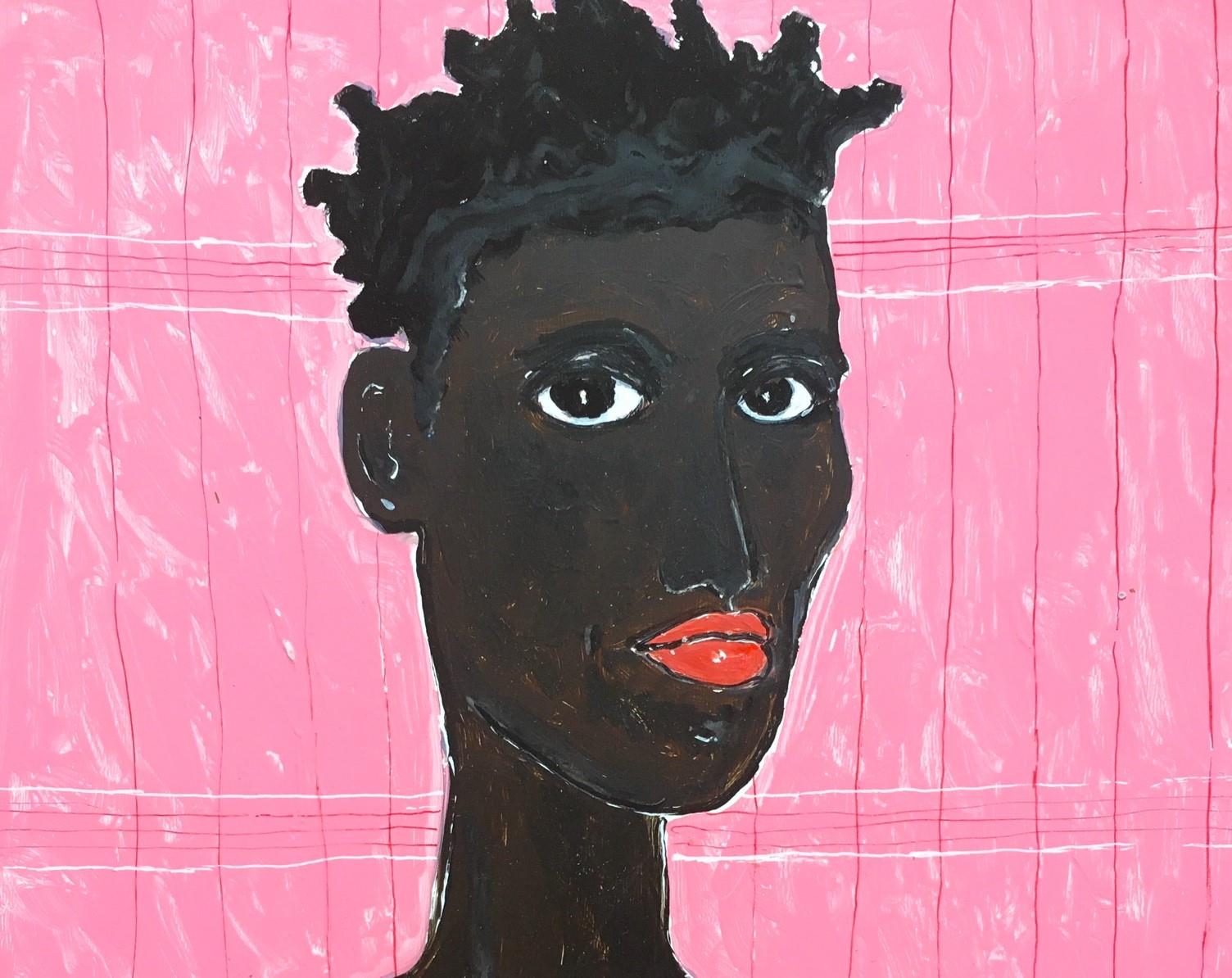 Peinture Afrique rose - Rose Portrait Painting par Manuel Santelices