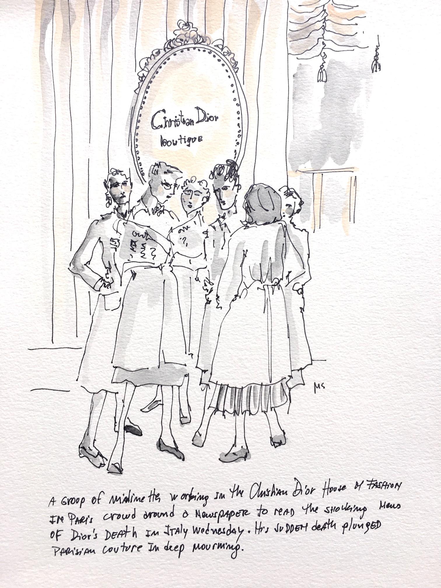 The day Dior died. Gouche, ink and watercolor on paper. - Art by Manuel Santelices