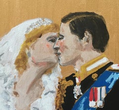 The Kiss, Princes Diana and Principe Charles weading kiss. Painting