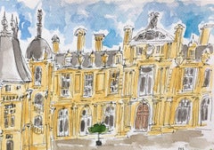 Der Palast. Tusche, Tinte und Aquarell auf Papier-Gemälde