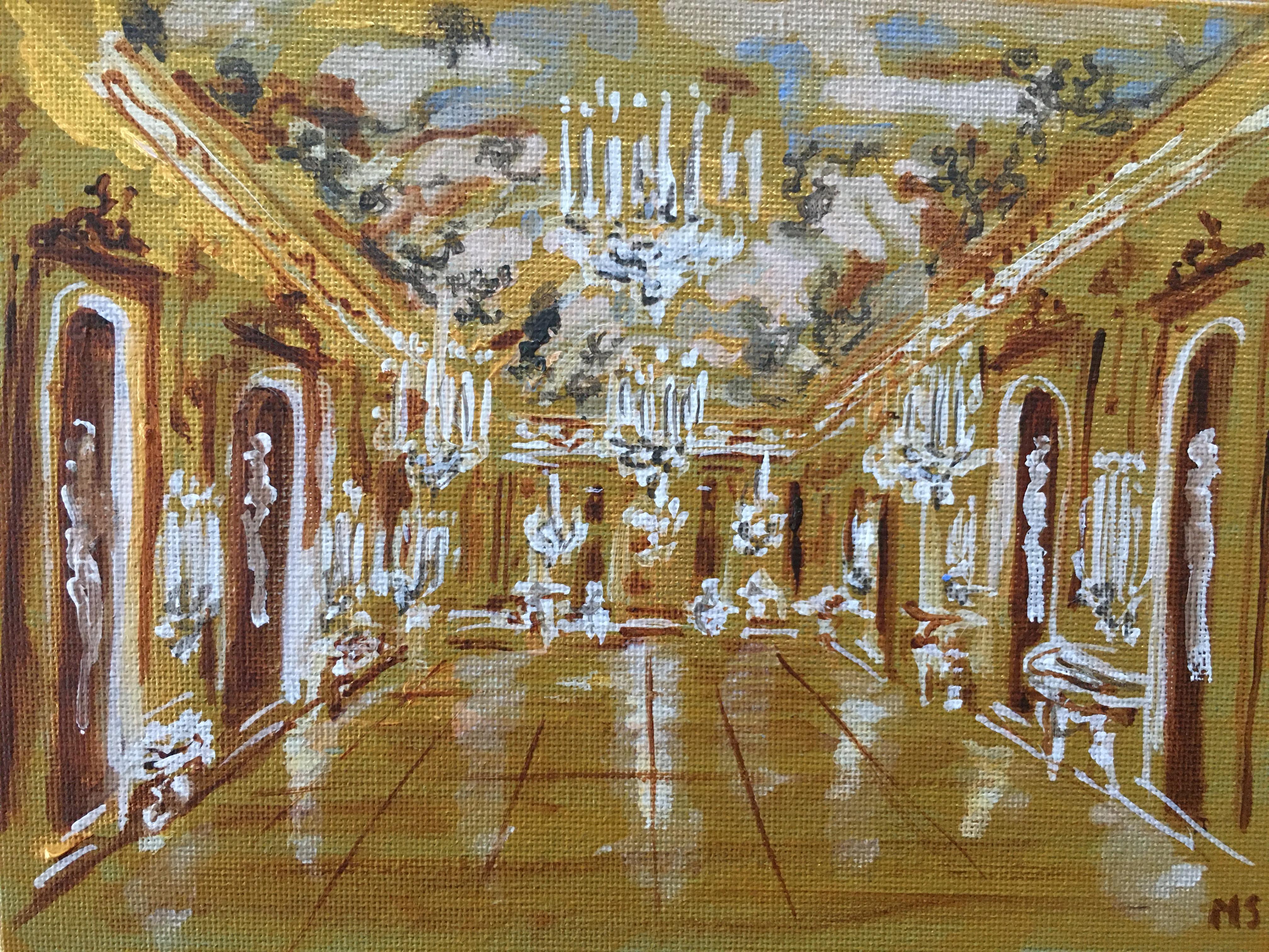 Manuel Santelices Interior Painting - Versailles interiors. Acrylic on Canvas Painting