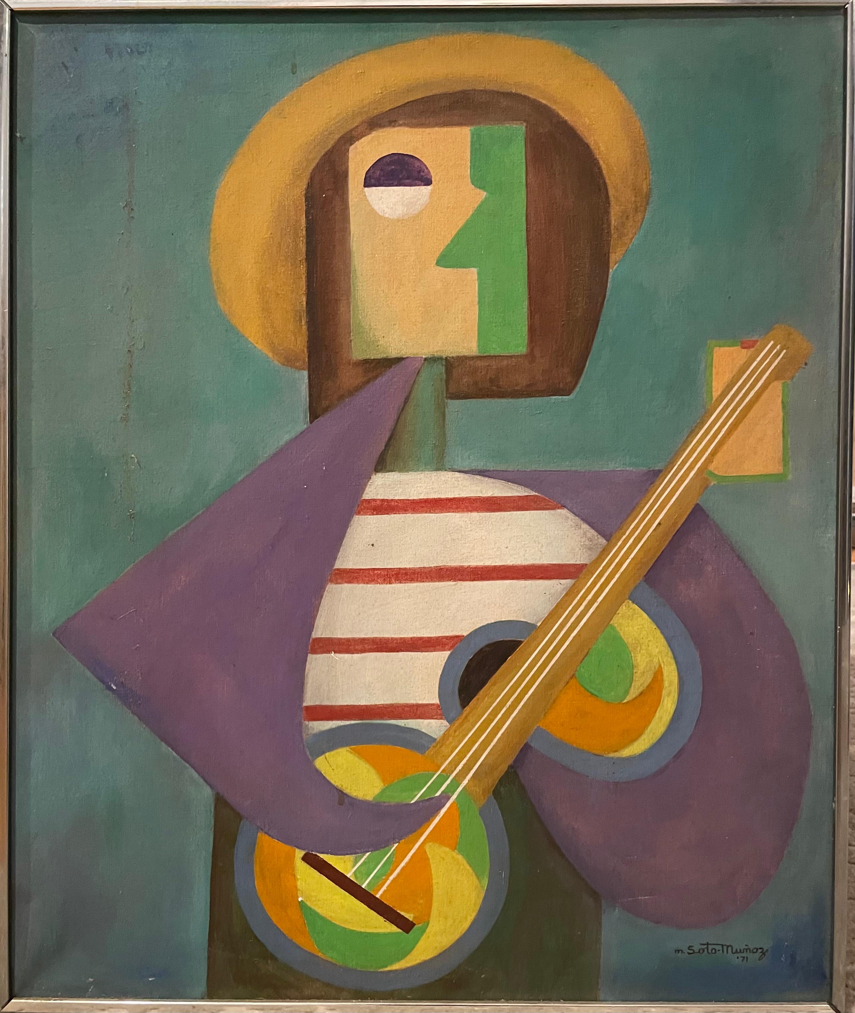 Manuel Soto Munoz Abstract Painting - Untitled (Man with guitar)