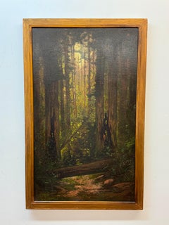 Antique Manuel Valencia (1856–1935) early 20th century redwood forest