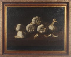 White Garlic Cloves, Mid Century Realist Kitchen Still-Life 