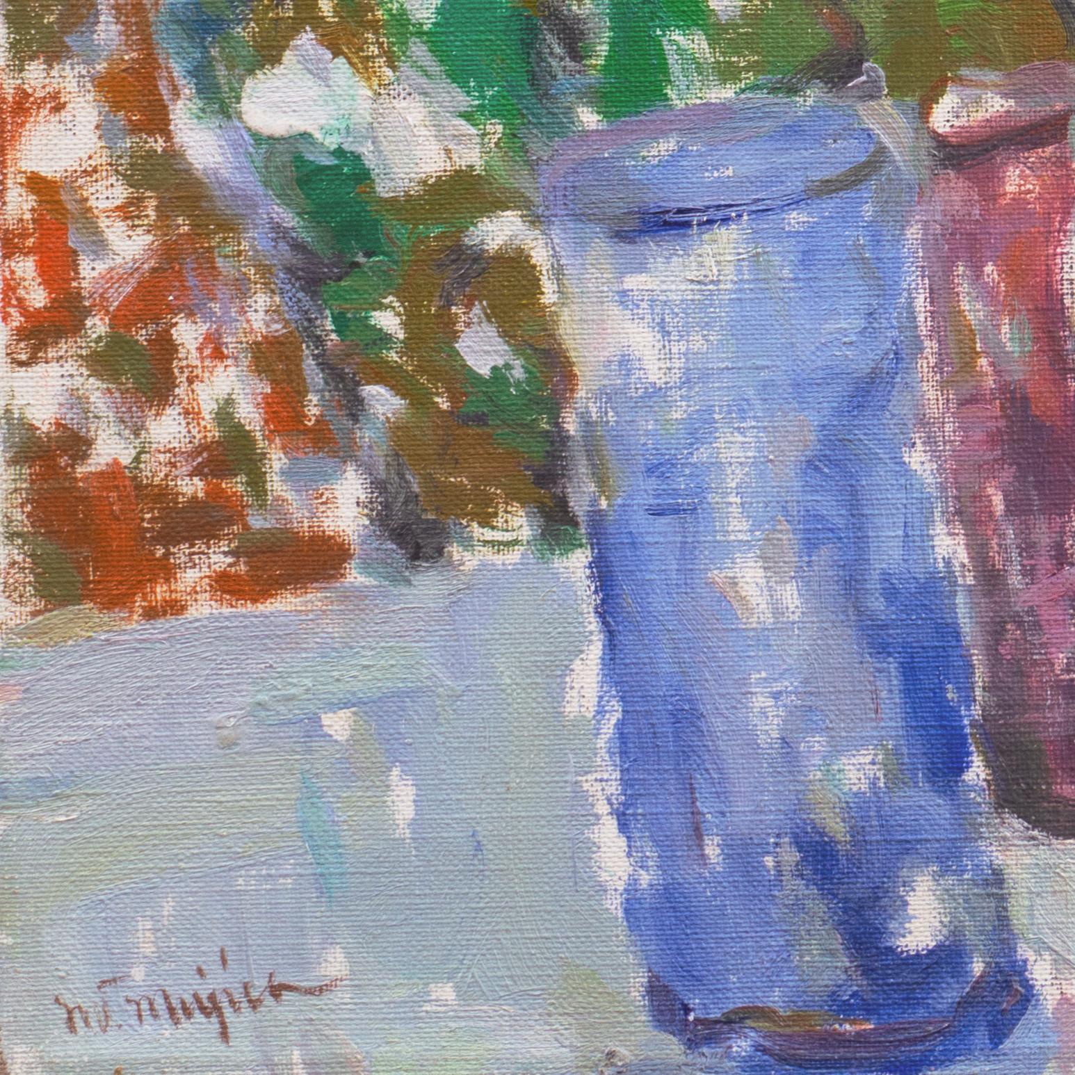 'Au Table', Venezuelan Post-Impressionist Oil, Museo de Bellas Artes, Caracas - Painting by Manuel Vicente Mujica
