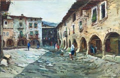 Pyrenean Village Spain oil on canvas painting spanish landscape