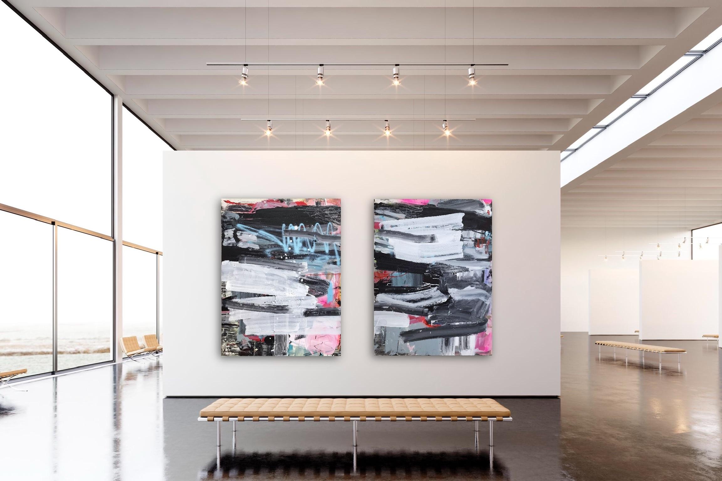 Acrylic, ink, oil and spraypaint on canvas - Unframed.

Sold as a diptych. Dimensions: 121 x 182 cm - Each element's dimensions: 121 x 81 cm/47.6 x 32 inches.

This artwork is exclusive to IdeelArt.

Knaut builds her compositions slowly over time,