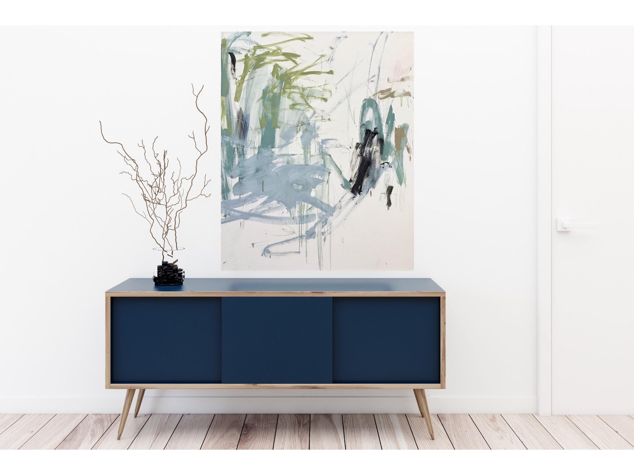 Interventi delicati (Pittura astratta) - Abstract Painting Grigio di Manuela Karin Knaut