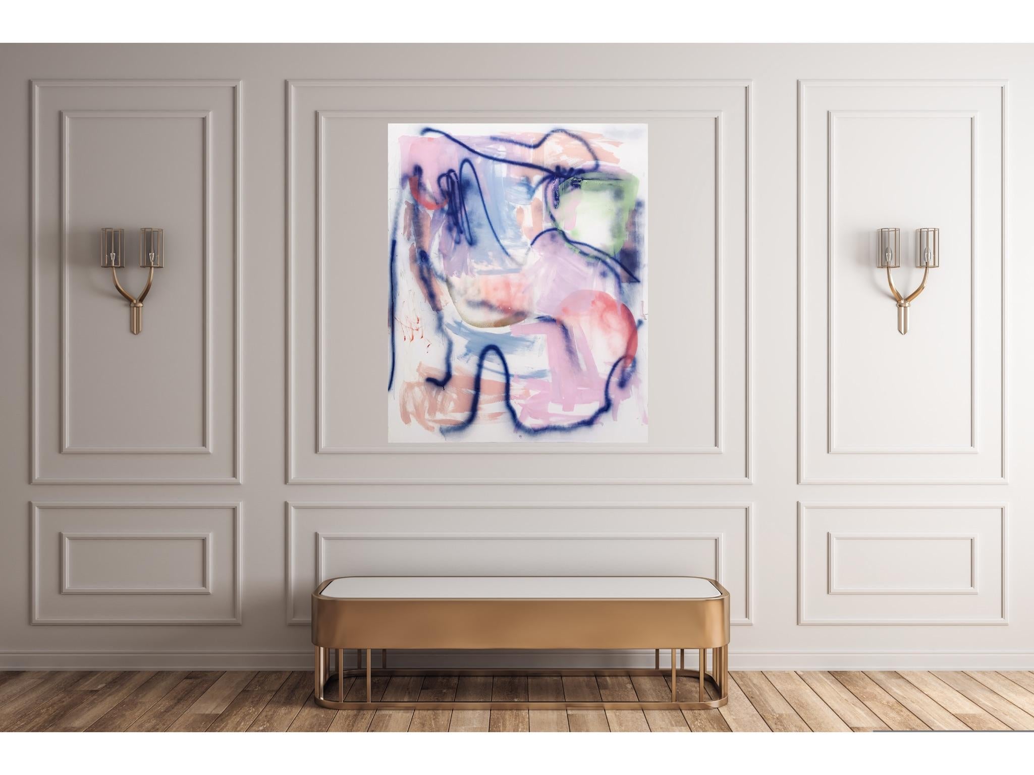 Imagine Candy-coloured Hail (Abstract painting) - Gray Abstract Painting by Manuela Karin Knaut