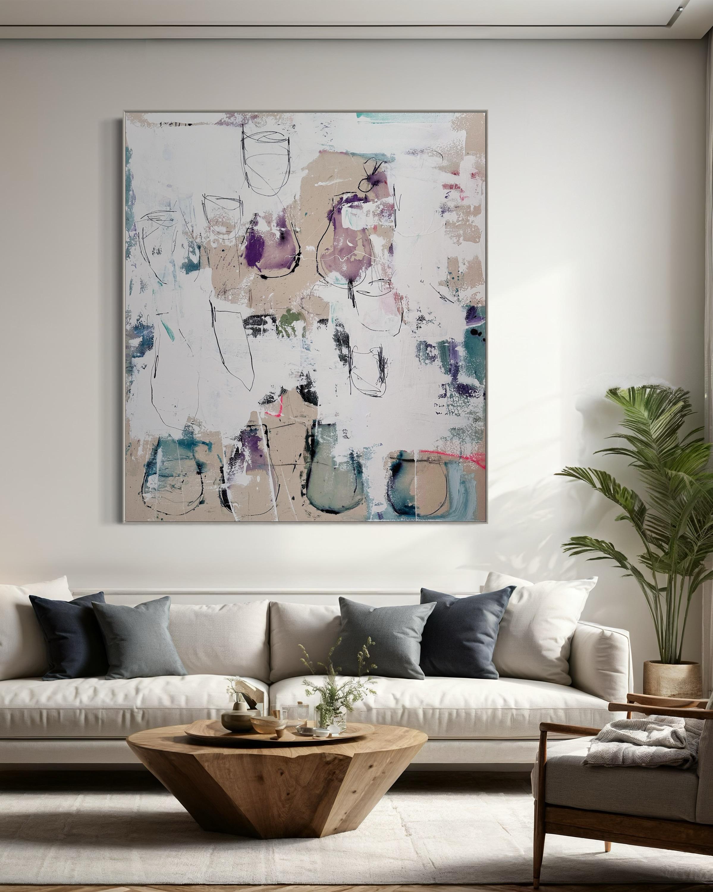 Tables and friends (Abstract Painting) For Sale 1