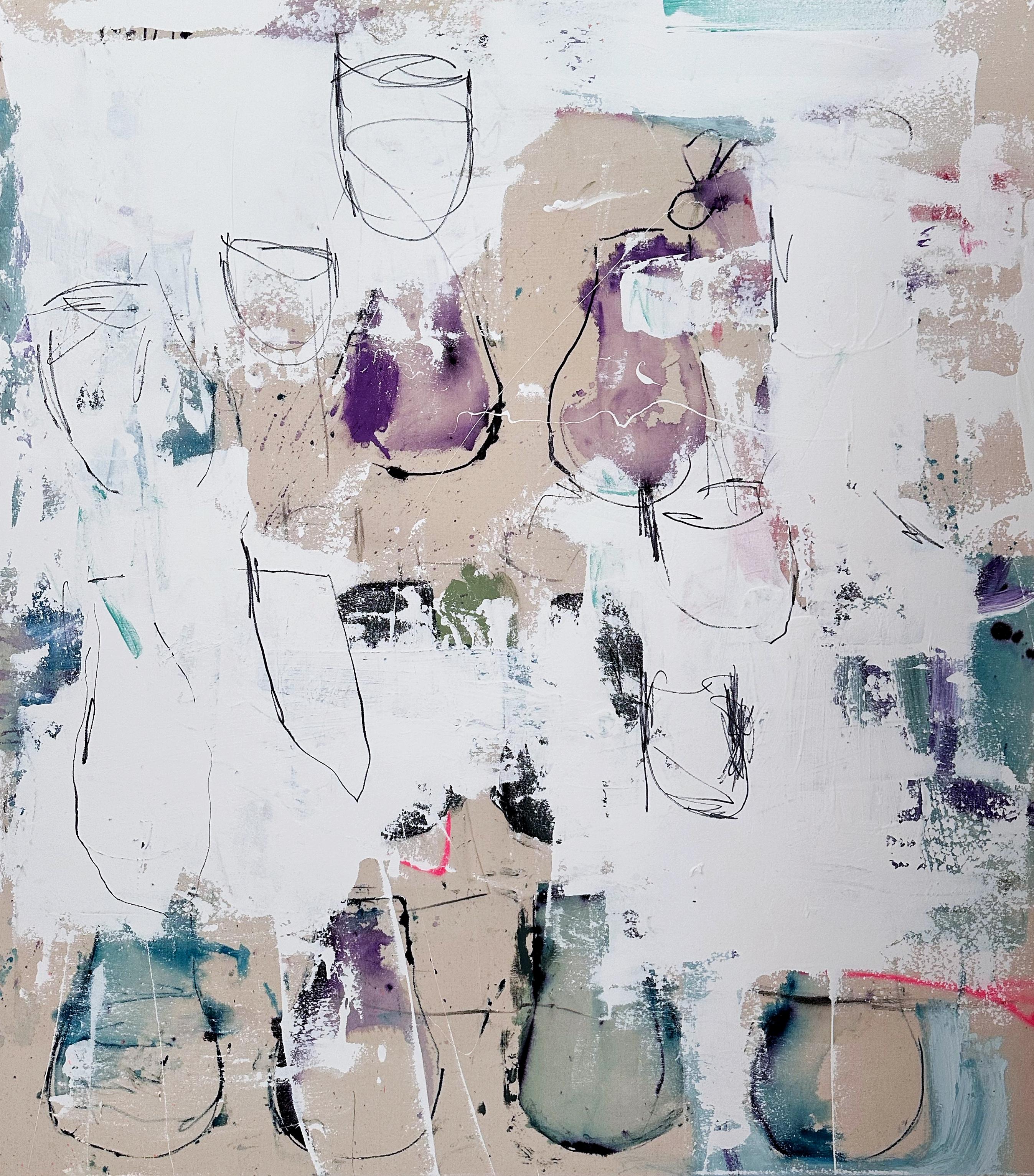 Tables and friends (Abstract Painting) For Sale 3