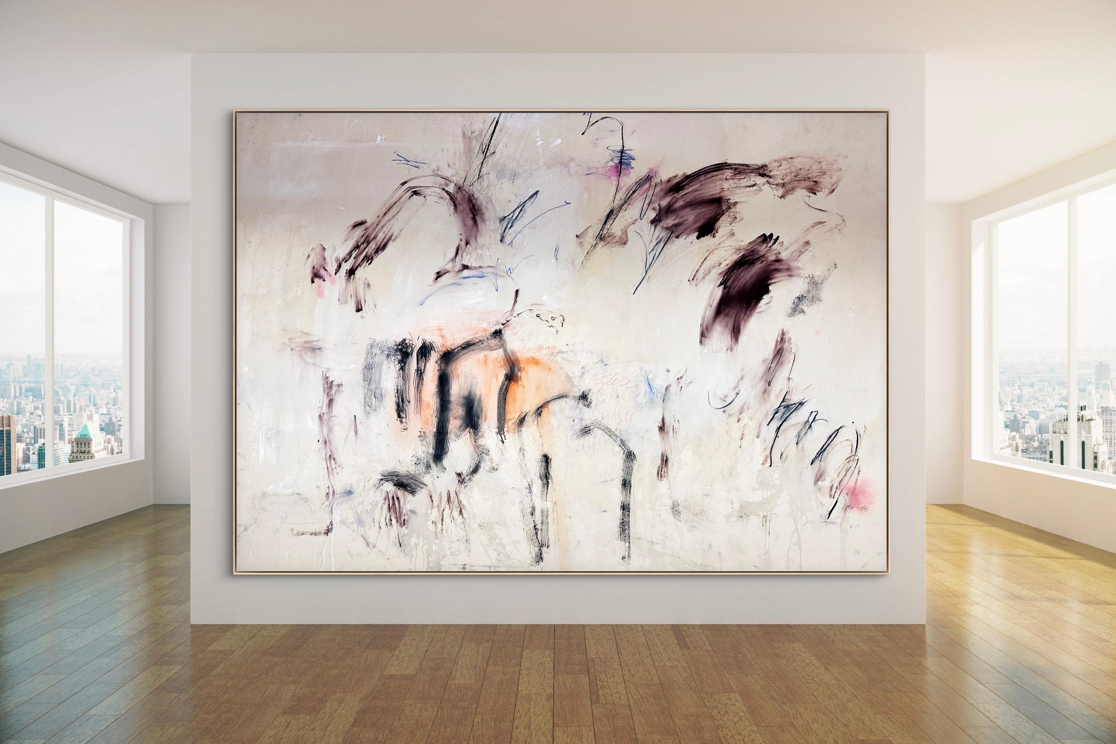 La lunga strada verso casa (Pittura astratta) - Abstract Painting Grigio di Manuela Karin Knaut