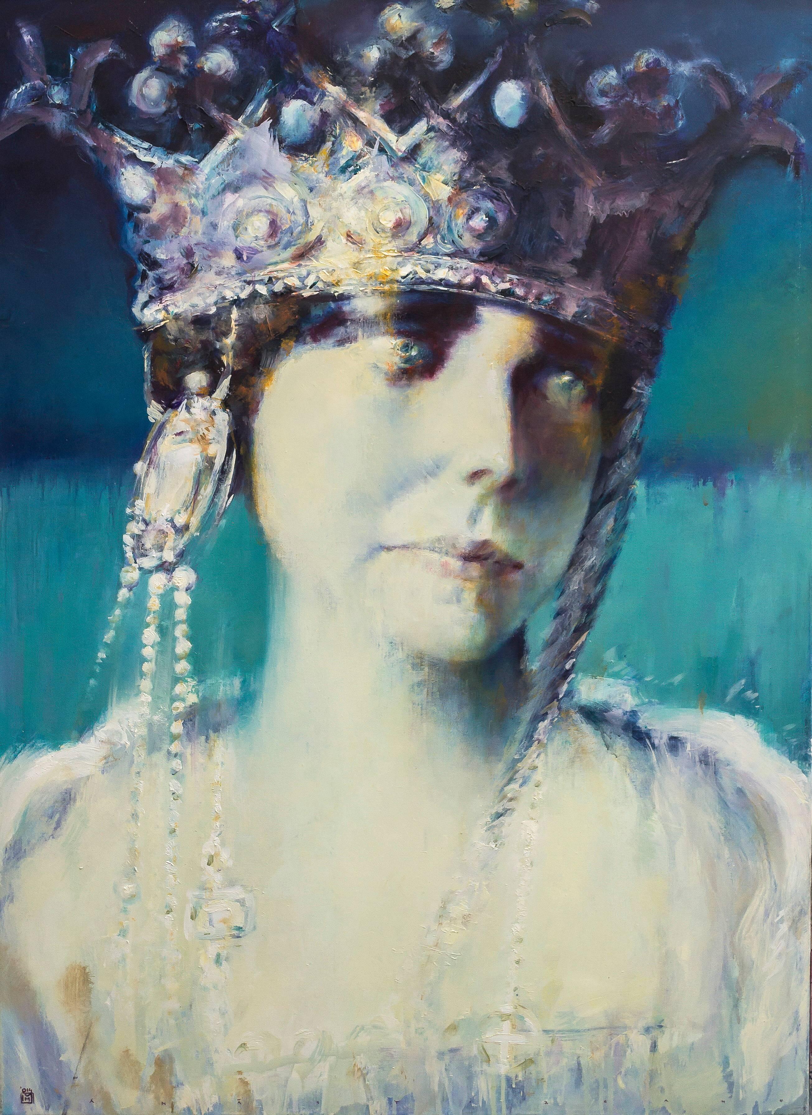Manuell Manastireanu Portrait Painting - Maria, The Queen of Hearts - Queen Mary of Romania Contemporary Portrait