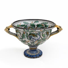 Manufactory "Maiolica Artistica Pesarese "MAP" Two-Handled Vase 1920s Italy.