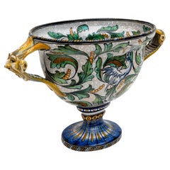 Manufactory "Maiolica Artistica Pesarese "MAP" Two-Handled Vase 1920s Italy.