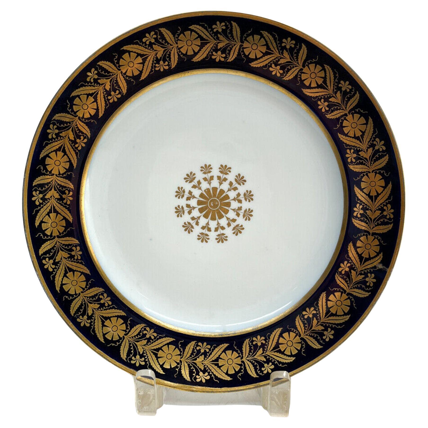  Manufacture de Sevres Porcelain Cabinet Plate, 1855. Cobalt Blue and Gilt