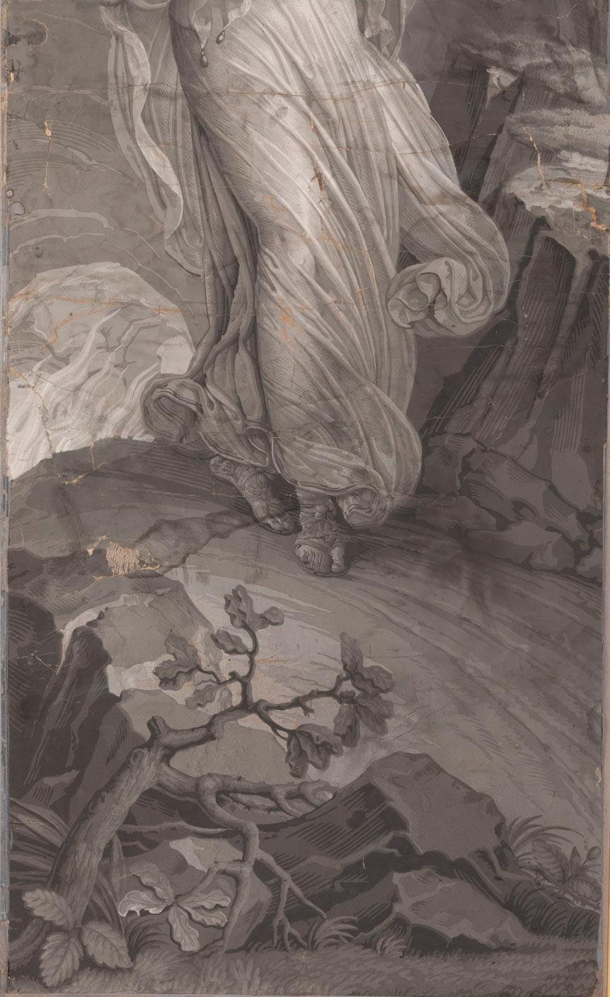 French Manufacture Dufour, Pair of Greyness Wallpapers Figuring Psyche and Cupid, Vers 