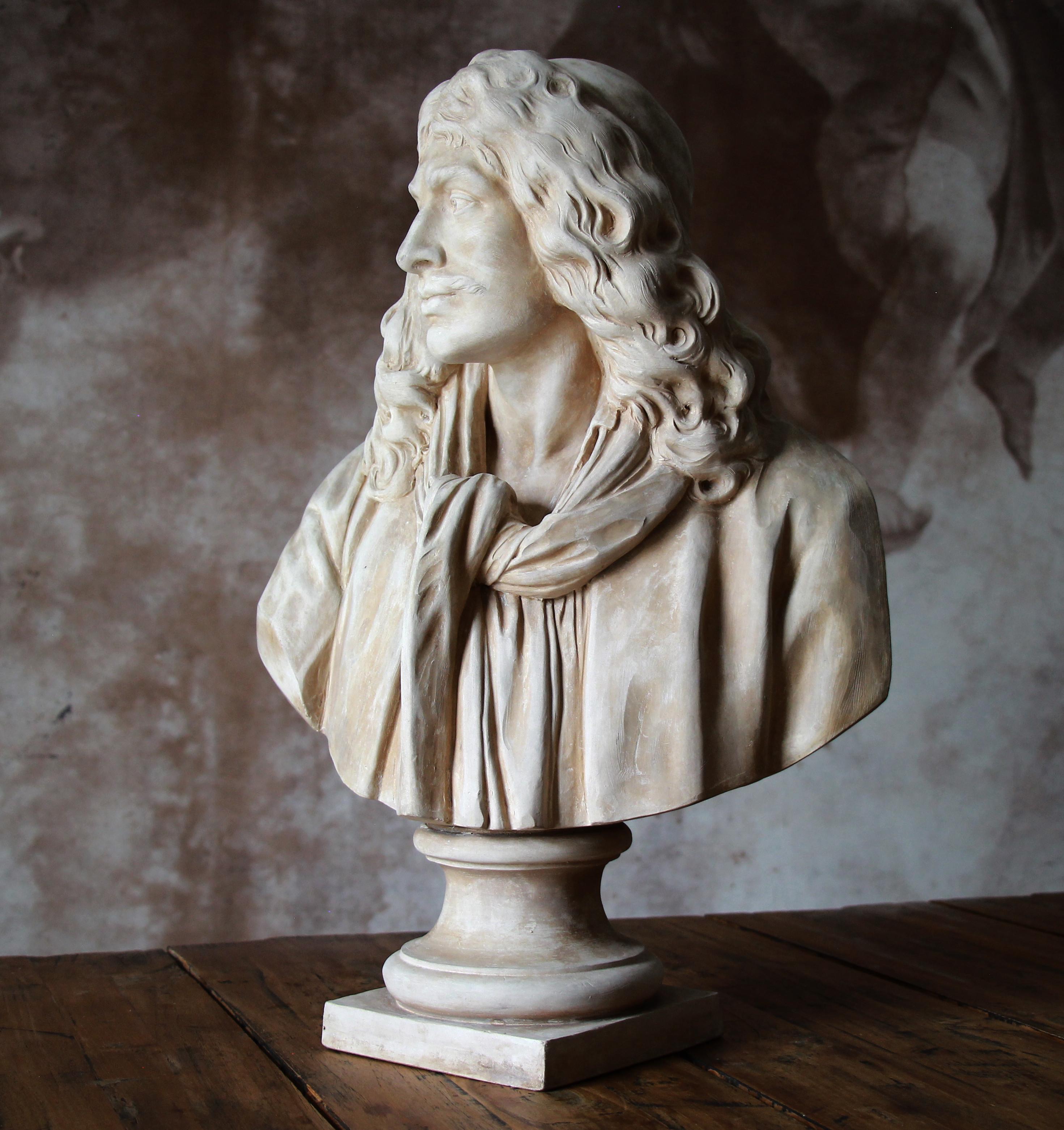 Sèvres terracotta Bust Sculpture of Moliere after Jean Antoine Houdon For Sale 3