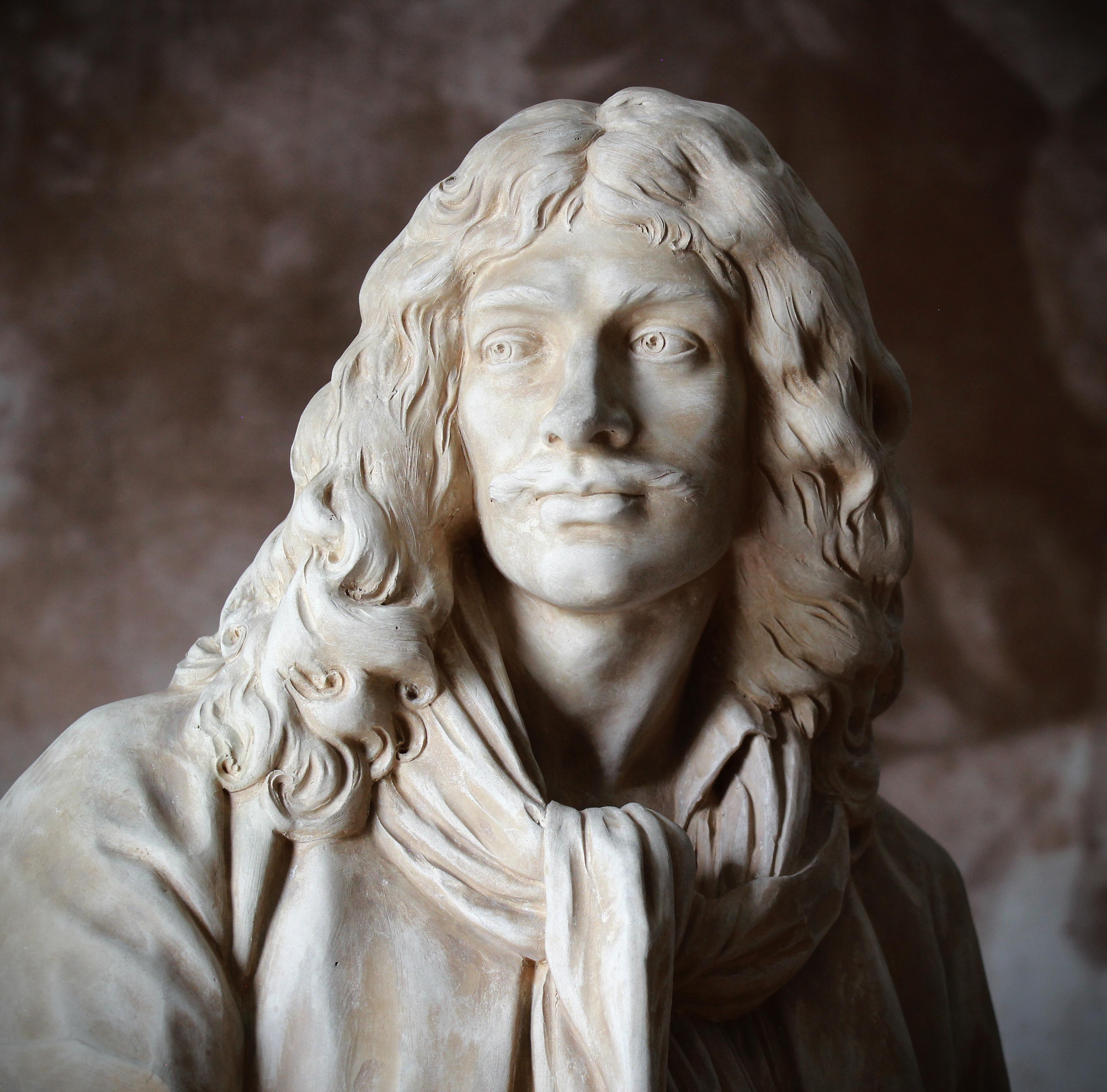 Sèvres terracotta Bust Sculpture of Moliere after Jean Antoine Houdon For Sale 4