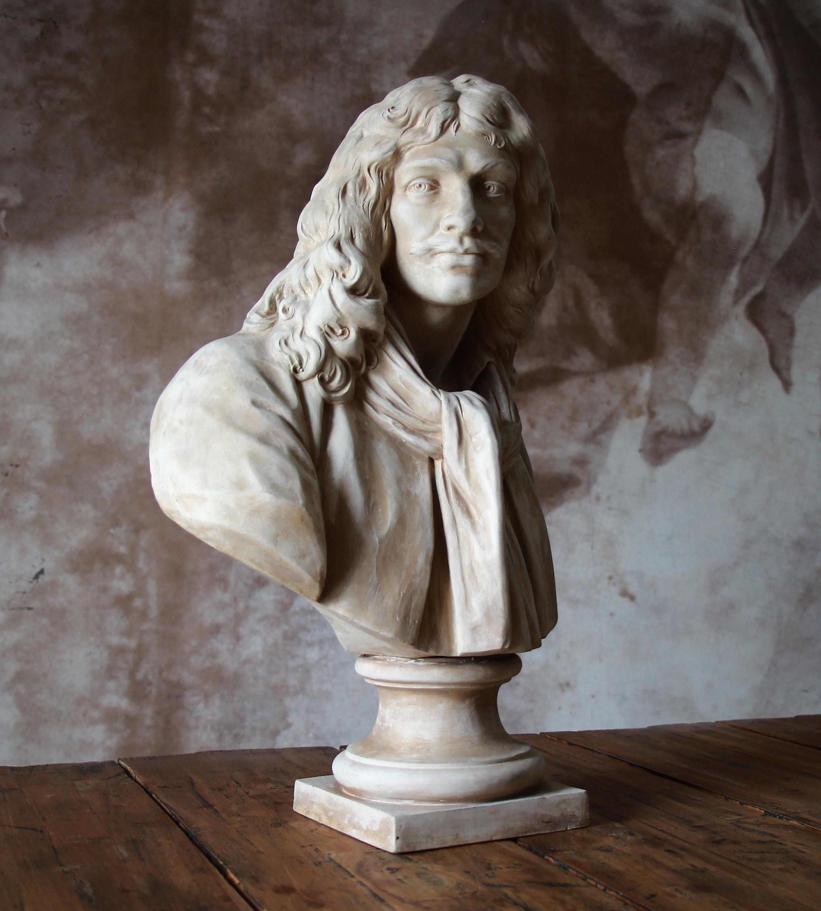 Sèvres terracotta Bust Sculpture of Moliere after Jean Antoine Houdon For Sale 5