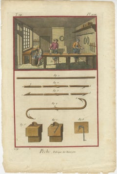 Manufacture of Fish Hooks in the 18th Century Engraved, 1793