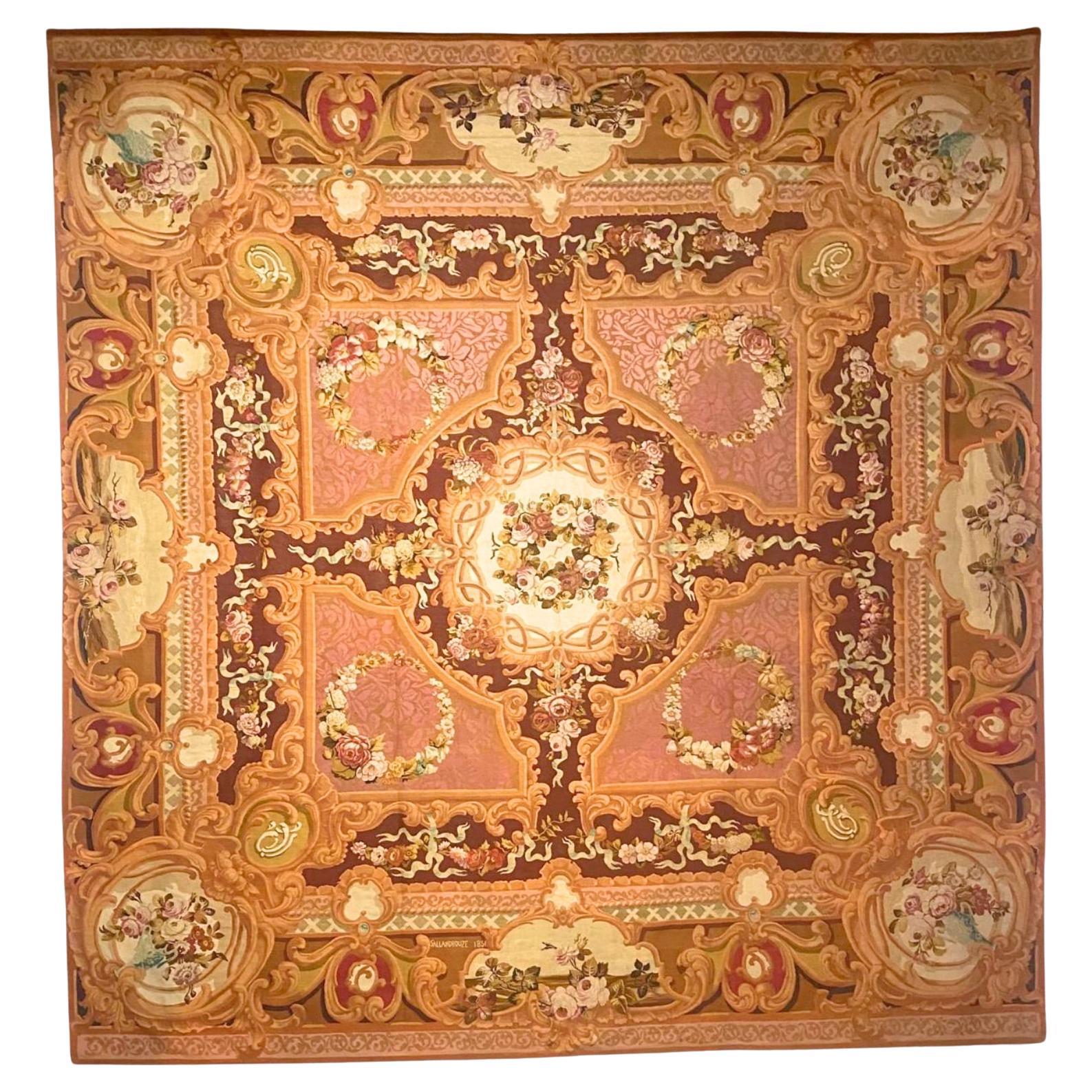 Mid 19th Century Aubusson Rug - Manufacture of Jean-Jacques Sallandrouze For Sale
