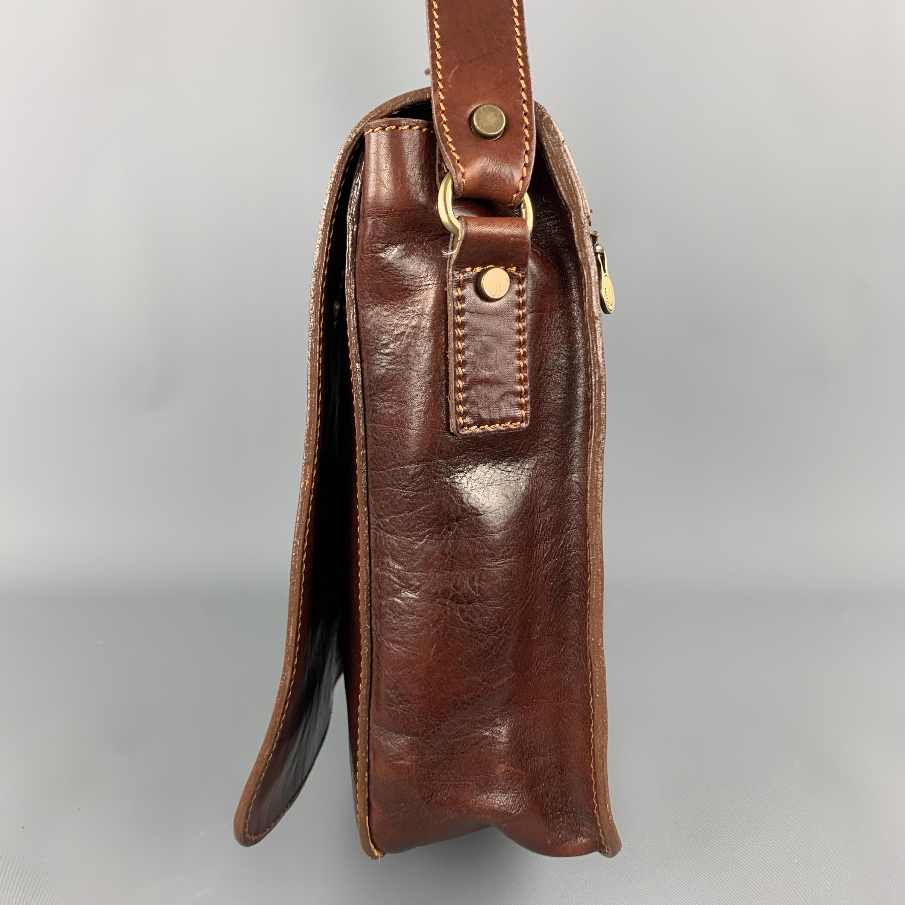 Brown MANUFACTUS Cognac Leather Messenger Bag