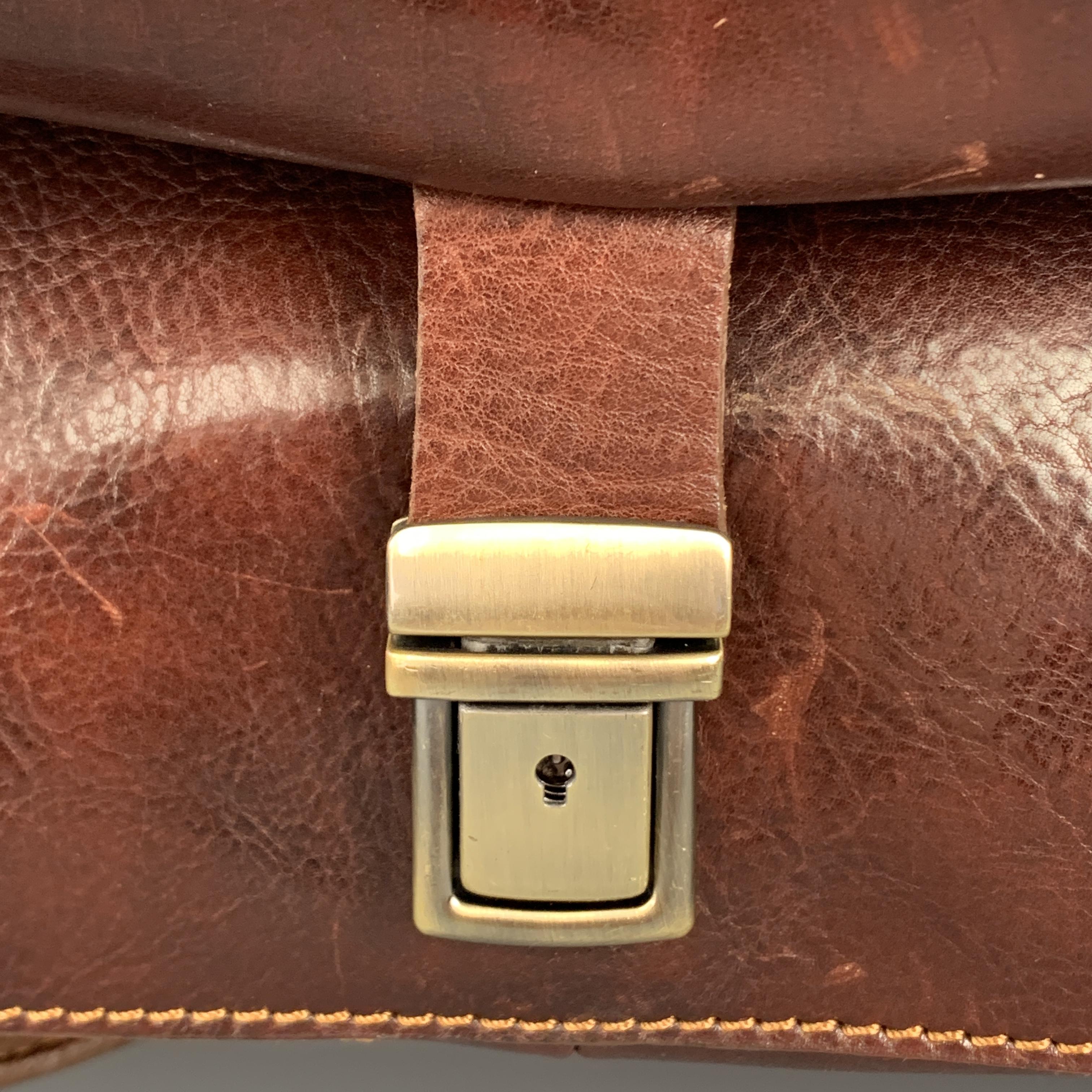 MANUFACTUS Cognac Leather Messenger Bag In Good Condition In San Francisco, CA