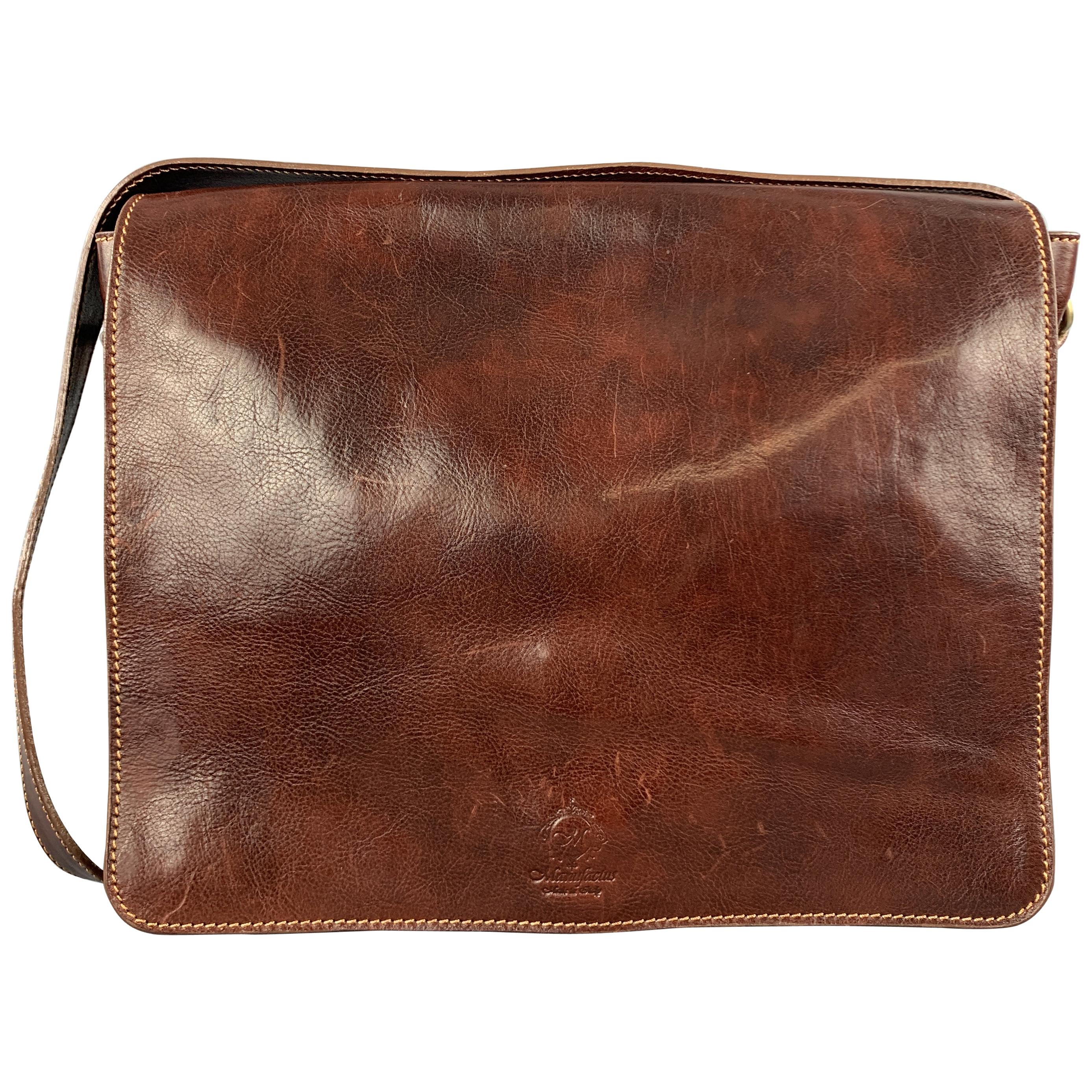 MANUFACTUS Cognac Leather Messenger Bag