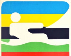 Original Vintage Poster Moscow Olympics 1980 Sailing Sport Event Graphic Design