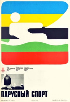 Original Vintage Poster Moscow Olympics 1980 Sailing Sport Event Graphic Design