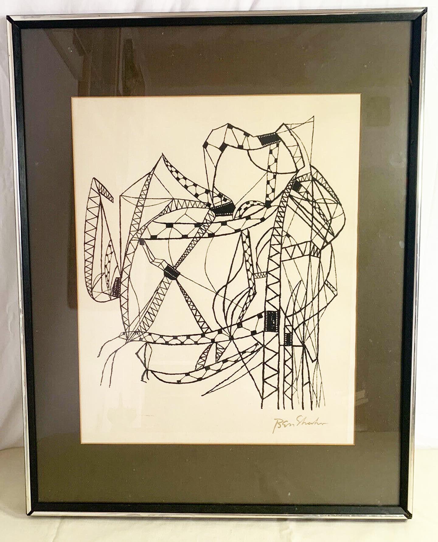 Modern Many Cities from the Rilke Portfolio, Framed Lithograph by Ben Shahn 1968 For Sale