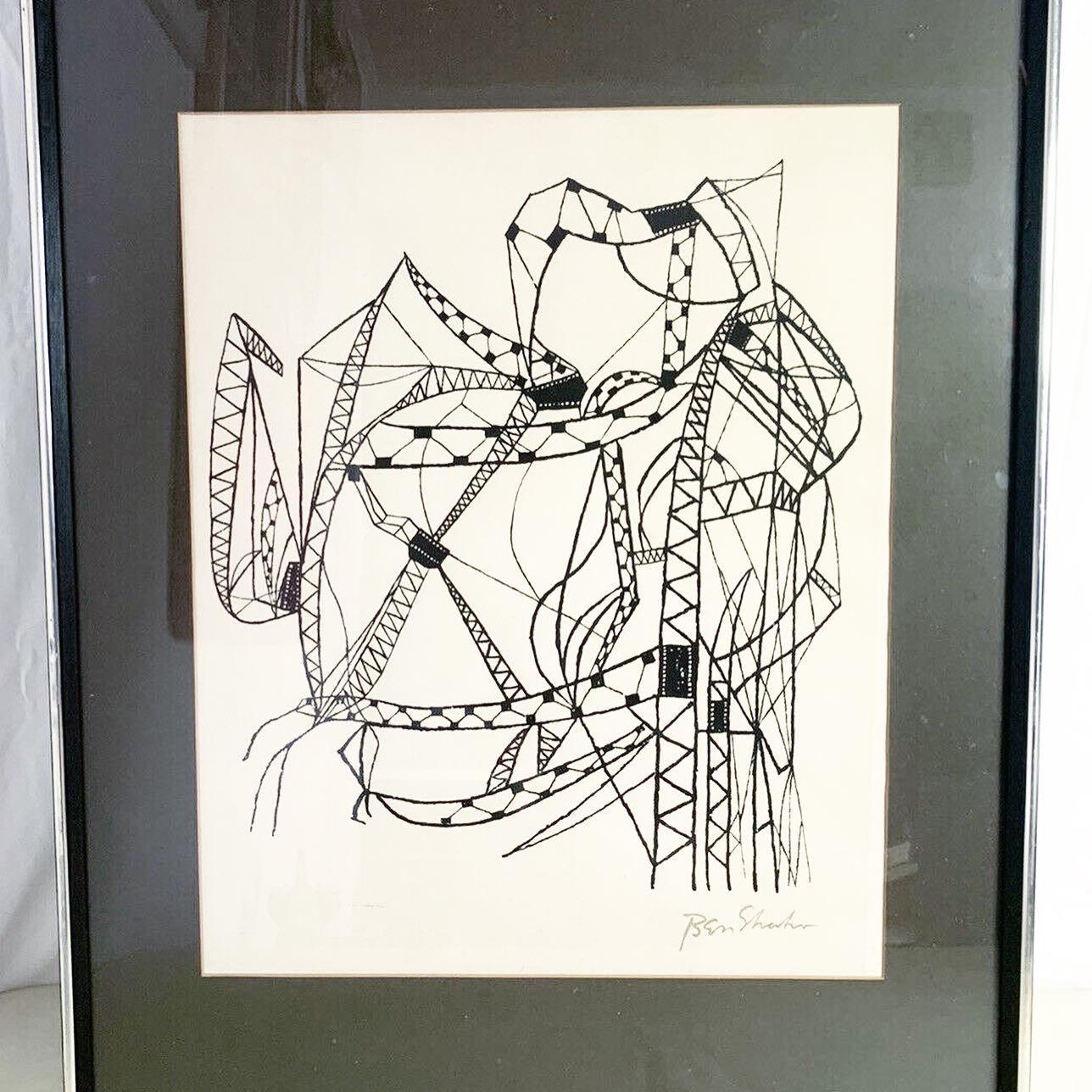 American Many Cities from the Rilke Portfolio, Framed Lithograph by Ben Shahn 1968 For Sale