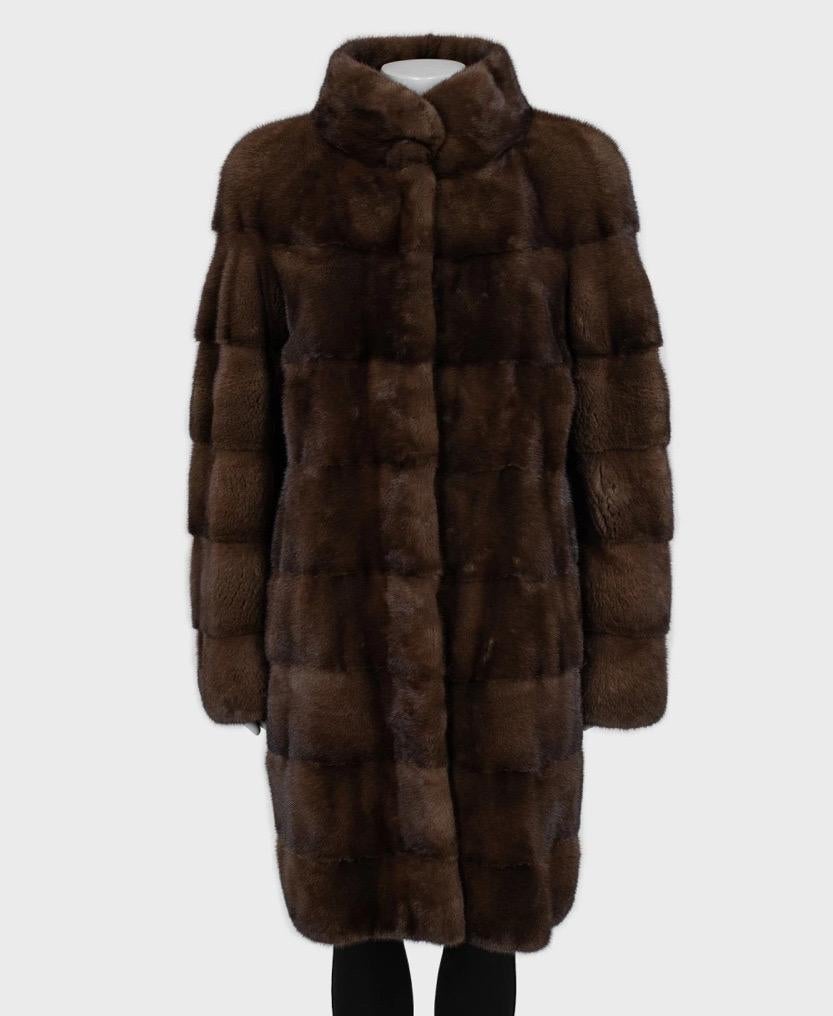Manzari Manteau de fourrure de vison marron  46/ XXL Unisexe en vente