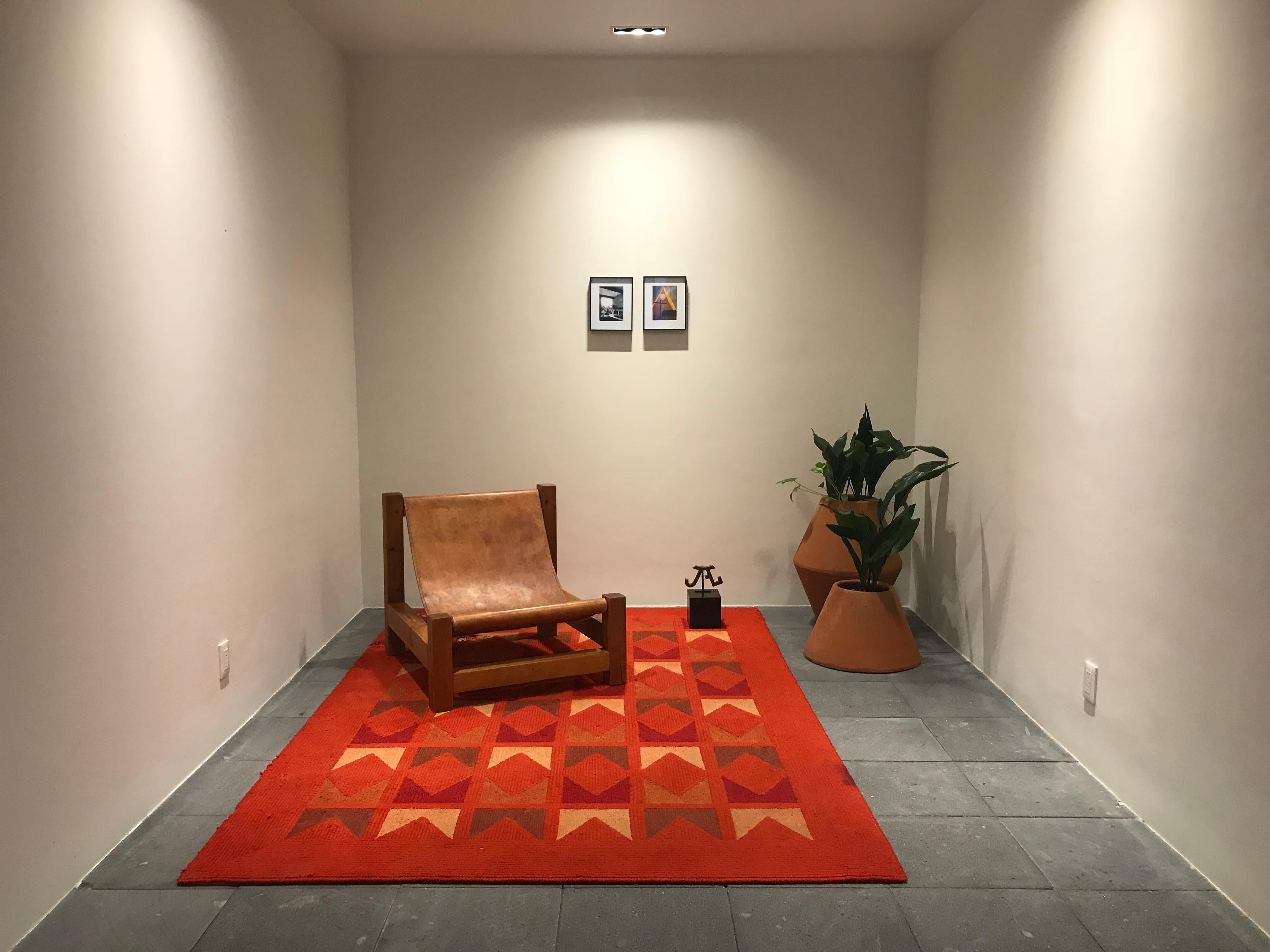 Alfombra Manzarín - roja con figuras geométricas  - Antonio Attolini Falta - 1985 Moderno de mediados de siglo en venta