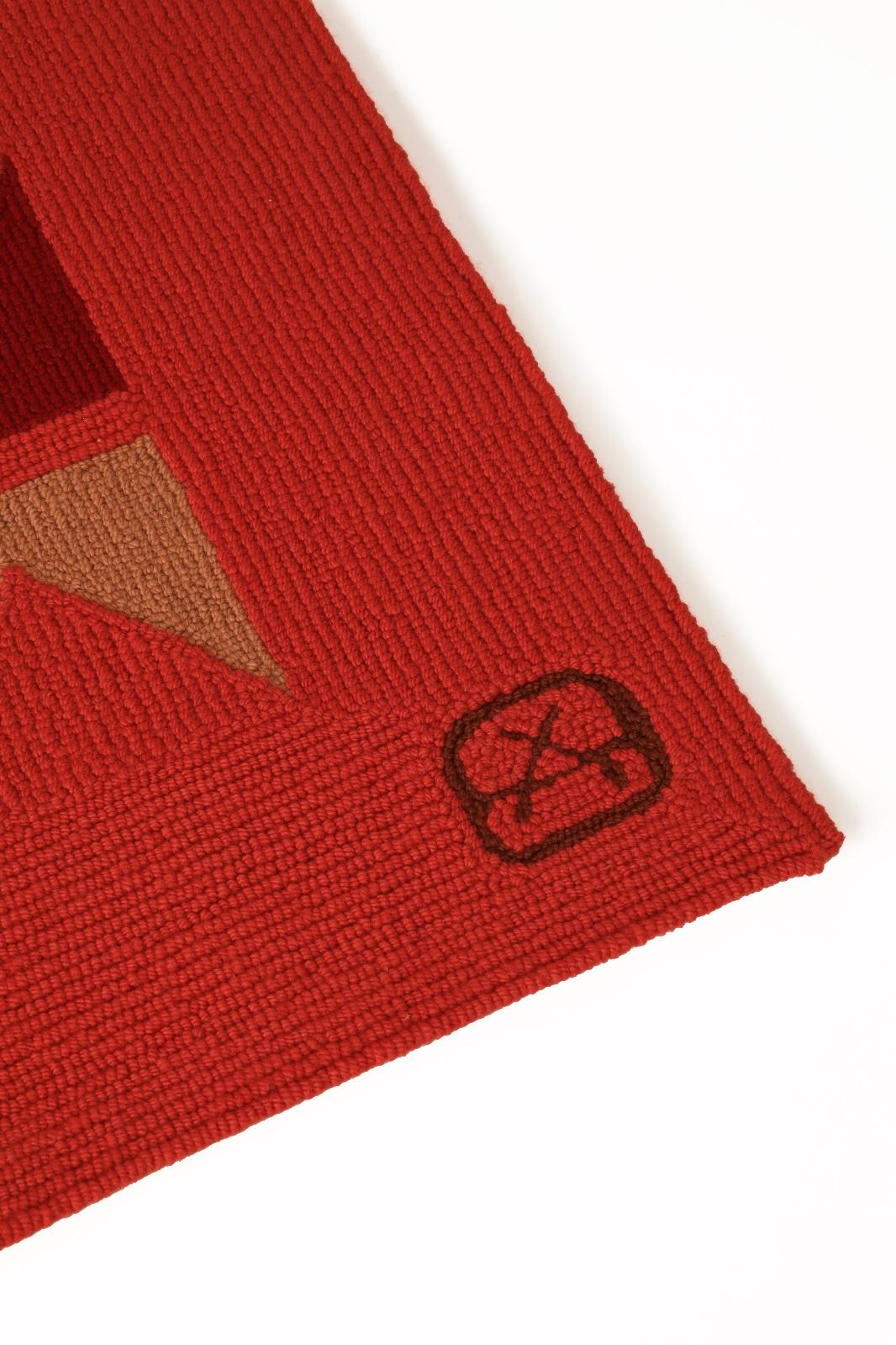 Alfombra Manzarín - roja con figuras geométricas  - Antonio Attolini Falta - 1985 Mexicano en venta