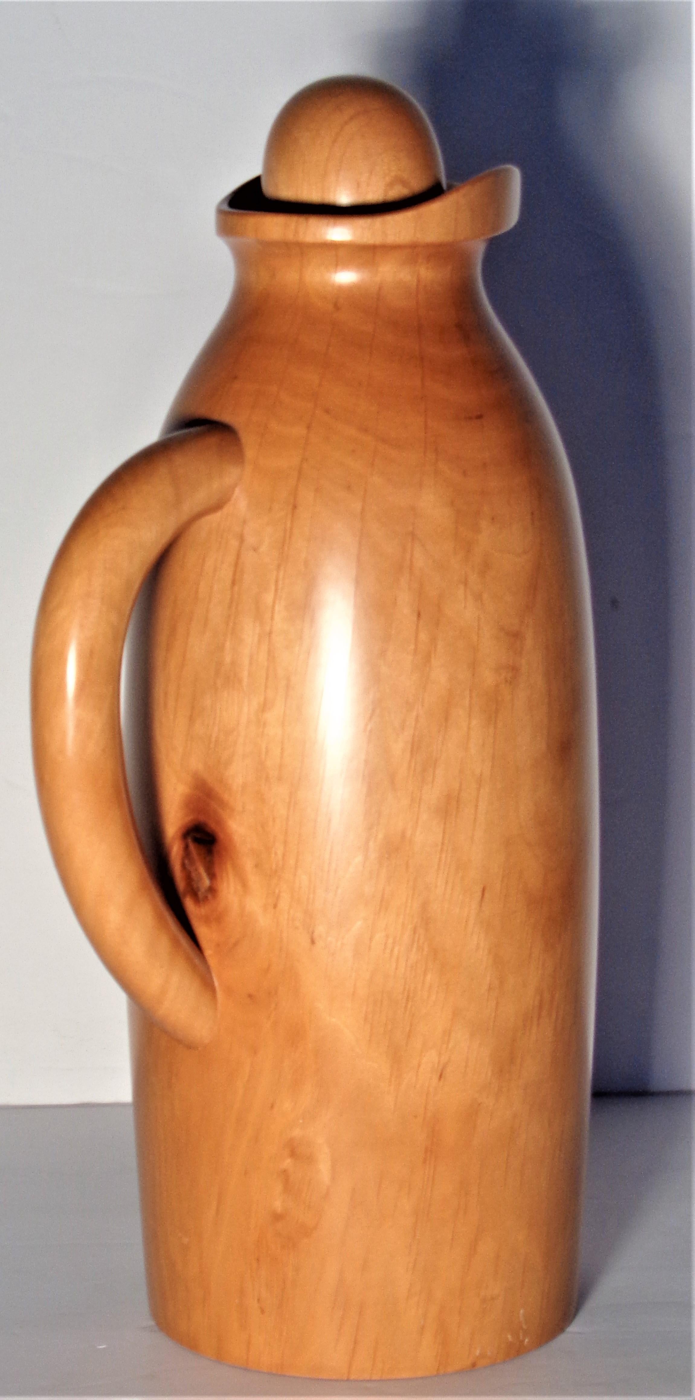 Hand-Carved Manzoni Pietro Vietri Italy Sycamore Wood Bar Ware Thermos, circa 1970