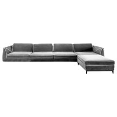 In stock in Los Angeles, Manzoni Grey Velvet Sofa by Luca Scacchetti