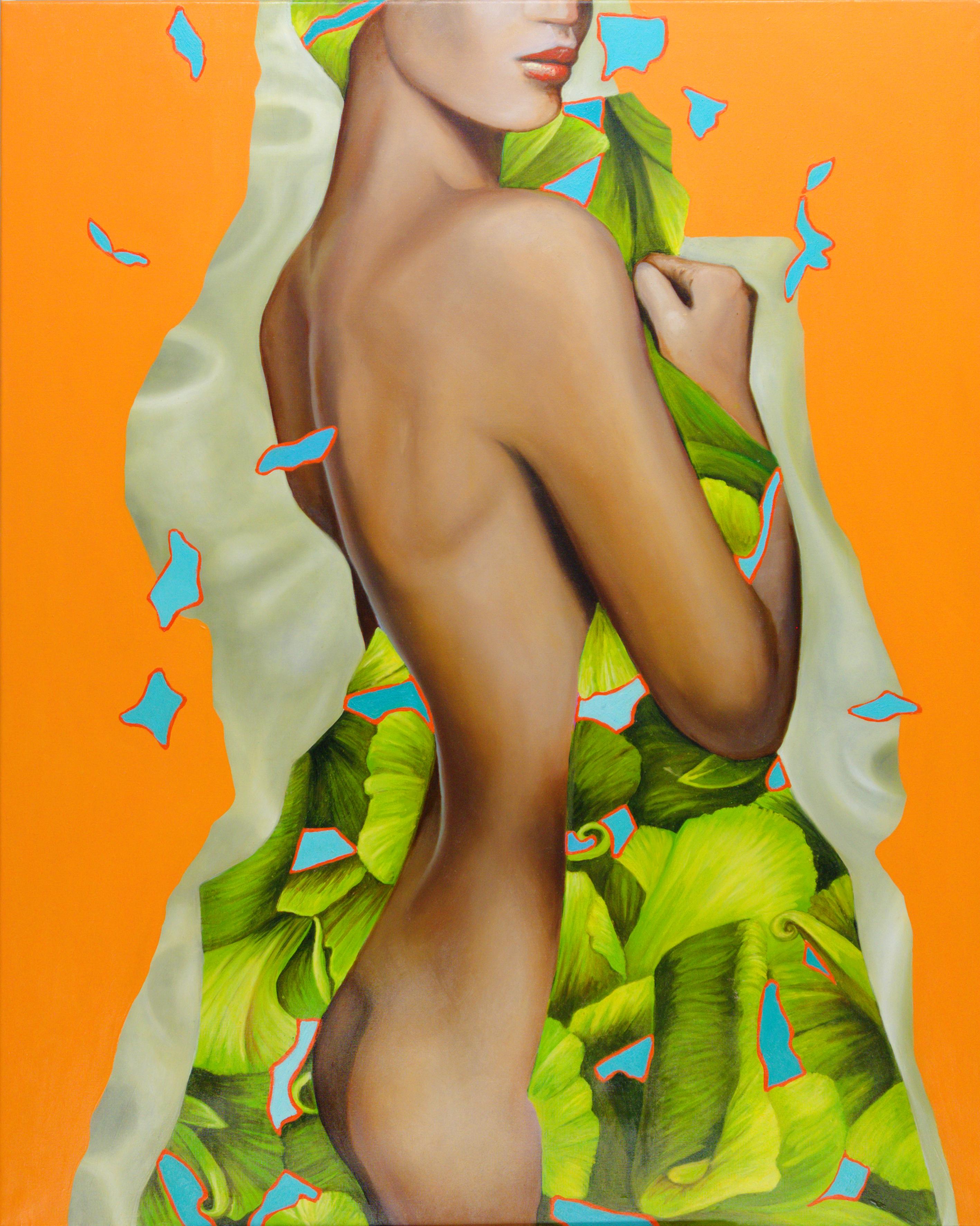 Manzur Kargar Portrait Painting - Leaves - Contemporary, Pop Art, 21th C, Figurative Art, modern, female Portrait