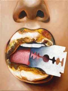 Razor Blade - Contemporary, Pop Art, Lips, Figurative Art, modern, female, Woman